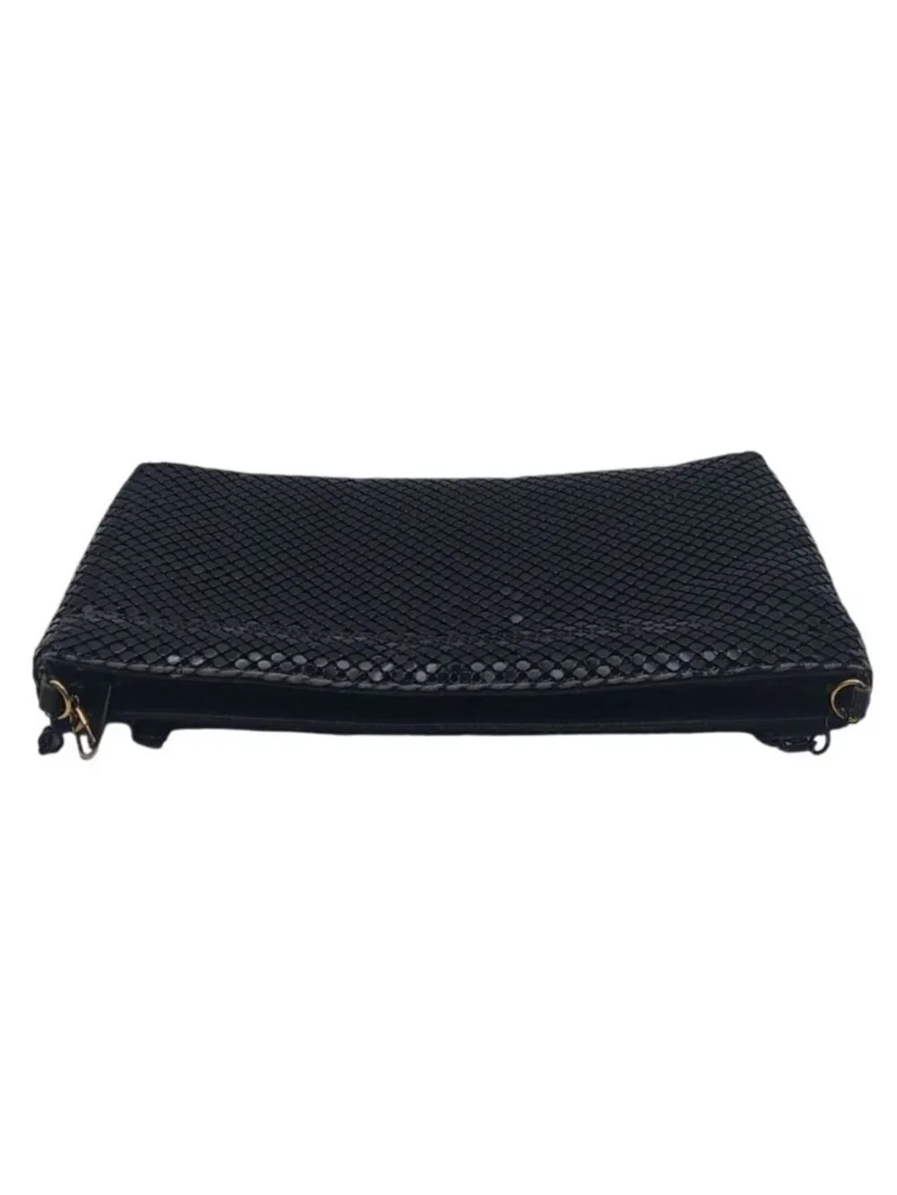 Marlo Black Mesh Metallic Evening Bag Purse Chain Strap Zip Closure Inner Pocket
